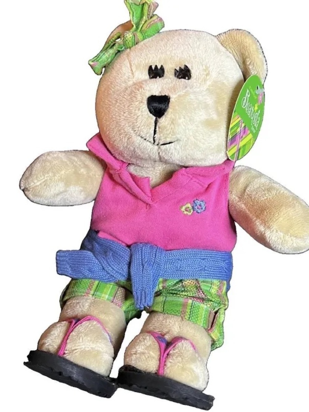 Starbucks Barista preppy Bear in Pink Shirt and Green Shorts sweater 2007 62th